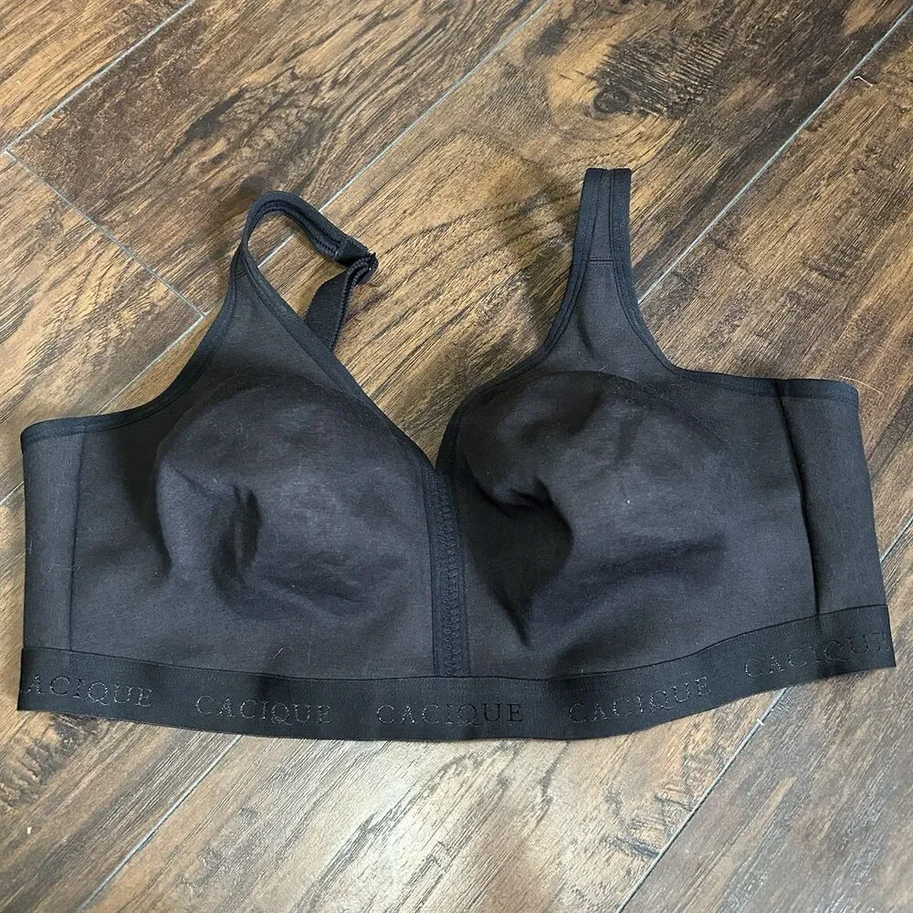 Cacique Womens Unlined Full Coverage No-Wire Bra Black 44F